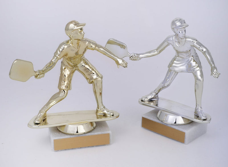 Pickleball Player Trophy On Marble Base