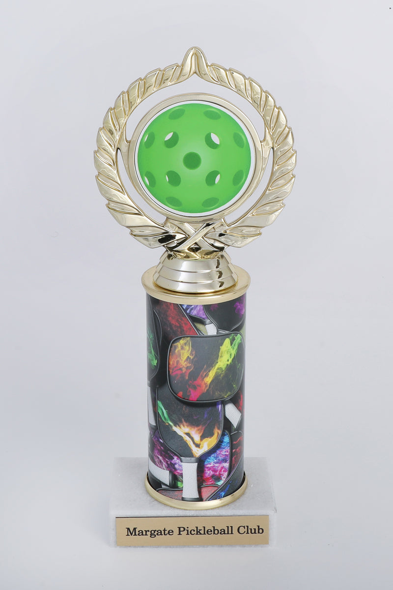 Pickleball Custom Column Trophy With Logo