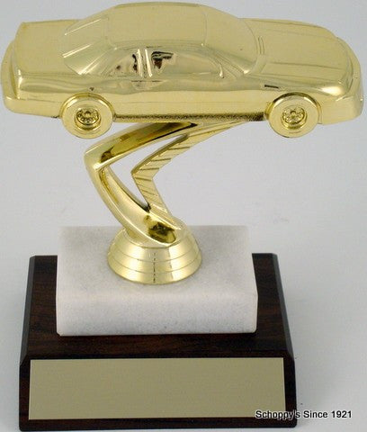 Stock Car Trophy on Slant Wood Base