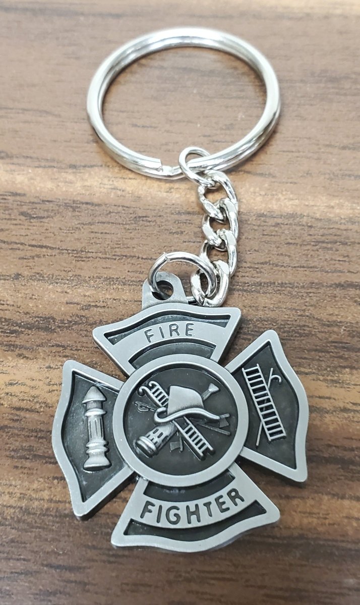 Firefighter Sculptured Genuine Pewter Key Chain - Schoppy's Since 1921