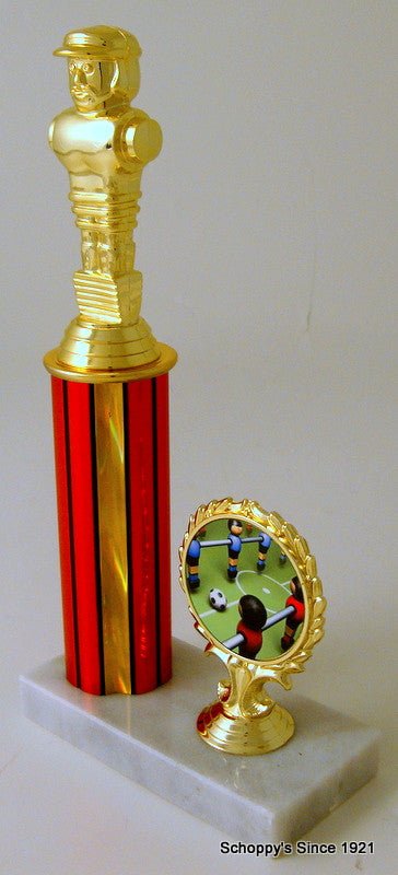 Foosball Column Trophy with Logo Trim - Schoppy's Since 1921