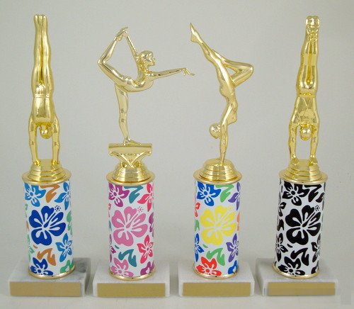 Gymnastics Hawaiian Print Custom Column Trophy - Schoppy's Since 1921