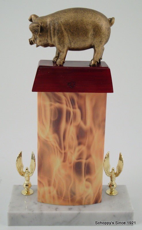 Pig Trophy on Flaming Column - Schoppy Original - Schoppy's Since 1921