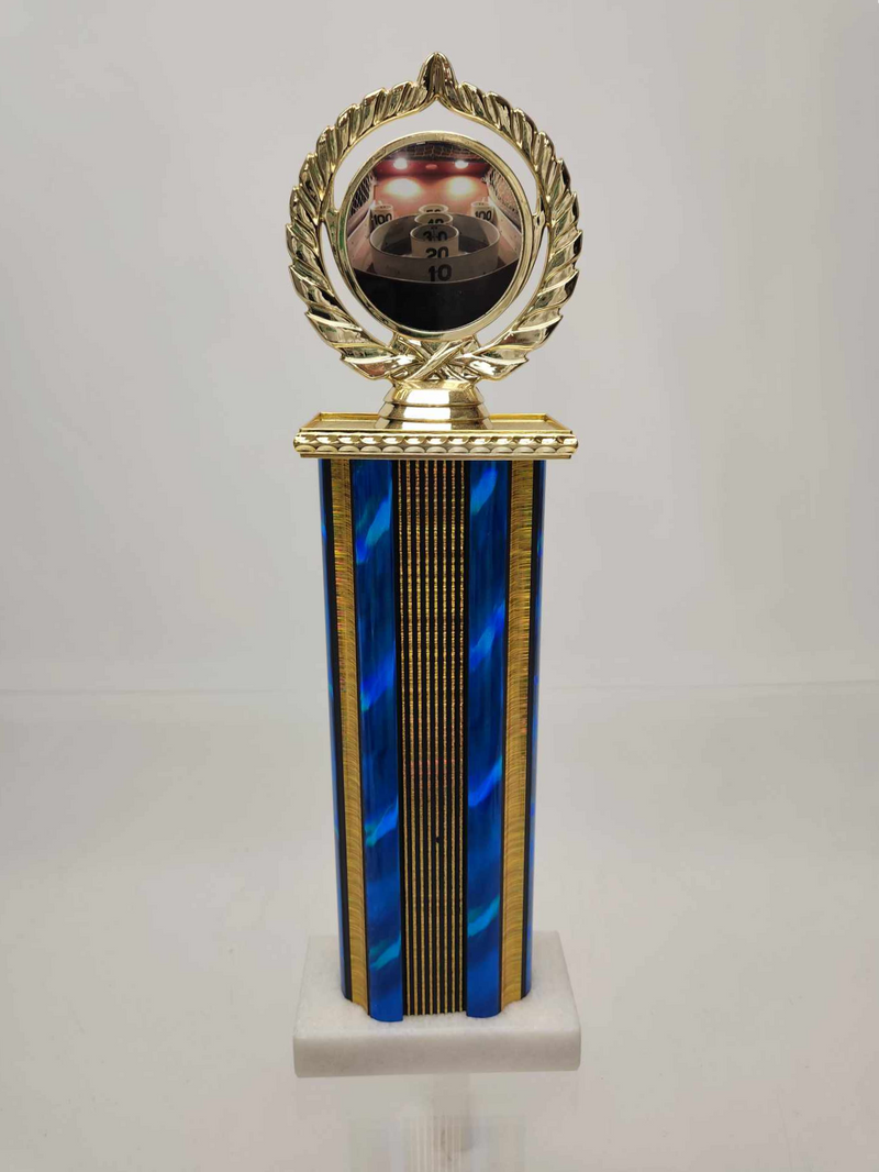 Skee Ball Logo Trophy on Wide Column and Marble Base
