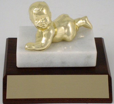 Crawling Baby on Marble & Wood Base-Trophies-Schoppy's Since 1921