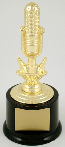 Golden Microphone Trophy on Round Base-Trophies-Schoppy's Since 1921