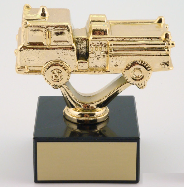 Fire Truck Trophy on Black Marble Base-Trophies-Schoppy&