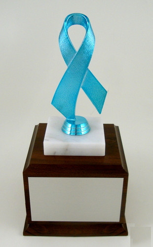 Awareness Ribbon on Genuine Marble and Wood Base Large-Trophies-Schoppy's Since 1921