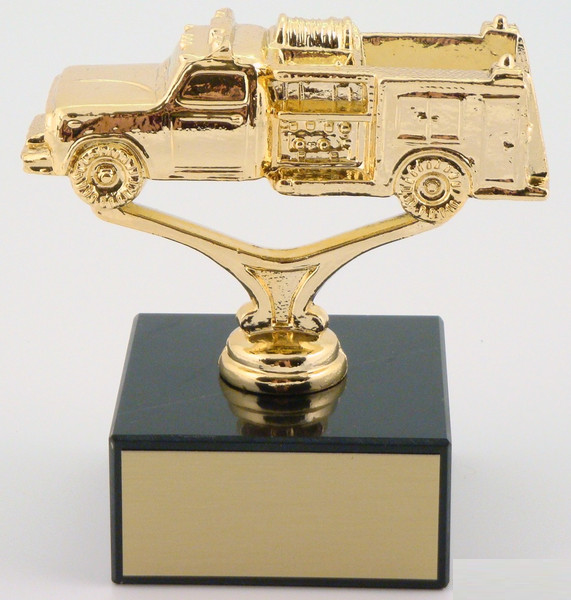 Mini Fire Engine Pumper Trophy on Black Marble Base-Trophies-Schoppy&