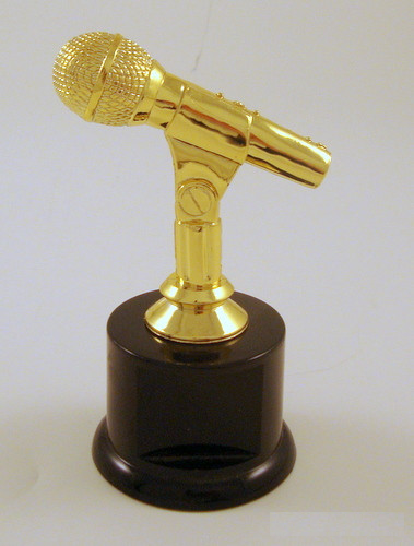 Microphone Trophy on Black Round Base-Trophies-Schoppy's Since 1921