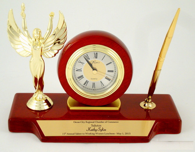 Winged Victory Rosewood Piano Finish Clock Pen Set-Clock-Schoppy's Since 1921