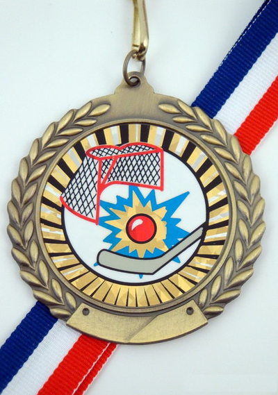 Street Hockey Medal on Red, White & Blue Ribbon-Medals-Schoppy's Since 1921