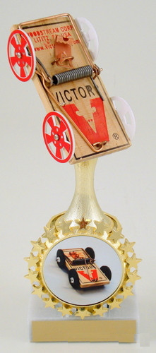Mouse Trap Racing Column Trophy with Starred Logo Holder-Trophies-Schoppy's Since 1921