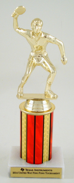 Table Tennis Trophy on Round Column-Trophies-Schoppy's Since 1921