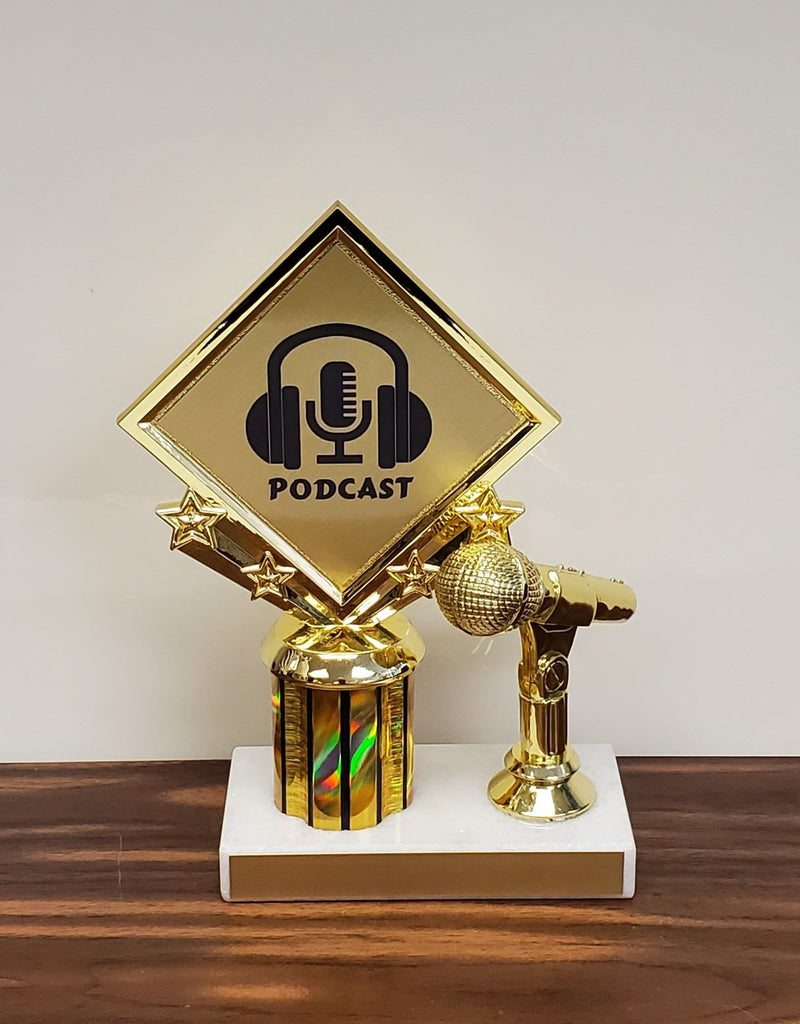 PODCAST Microphone Trophy on Marble Base-Trophy-Schoppy&