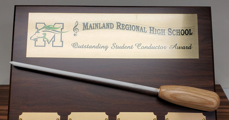 Student Conductor Perpetual Award Plaque with Custom Baton & your Logo or Group-Plaque-Schoppy&