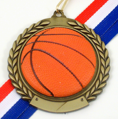 Basketball Medal with Relief Ball Logo-Medals-Schoppy&