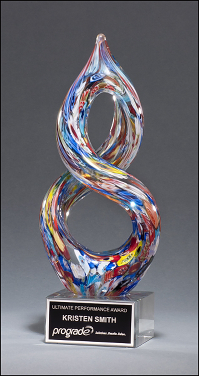 Helix Shaped Multi-Color on Art Glass Award-Glass & Crystal Award-Schoppy's Since 1921