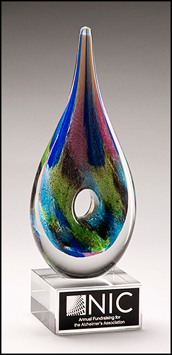 Multi-Colored Art Glass with Glass Base