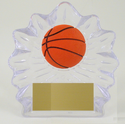 Basketball Shell Trophy with Relief Ball Logo Large-Trophies-Schoppy's Since 1921