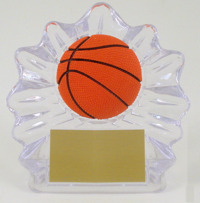 Basketball Shell Trophy with Relief Ball Logo Small-Trophies-Schoppy's Since 1921