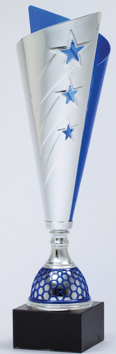 Modern Angled Metal Blue Cup-Trophy-Schoppy&