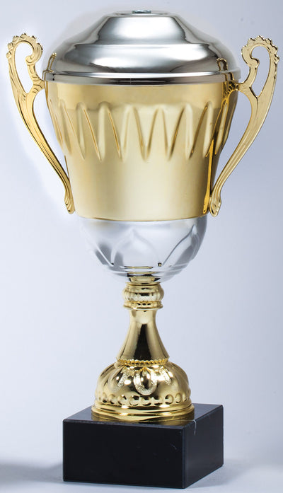 Classic Metal Gold Cup With Triangle Pattern-Trophy-Schoppy's Since 1921