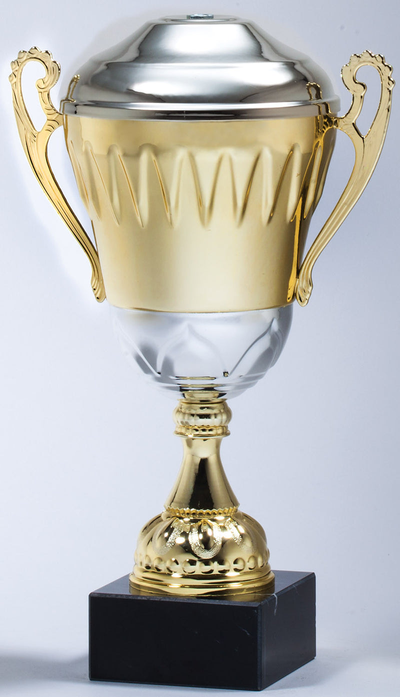 Classic Metal Gold Cup With Triangle Pattern-Trophy-Schoppy&