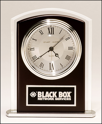 Beveled Glass Award with Wood Accents BC965-Clock-Schoppy's Since 1921