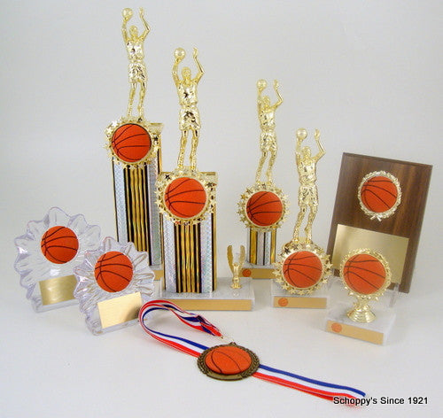 Basketball Shell Trophy with Relief Ball Logo Large-Trophies-Schoppy&