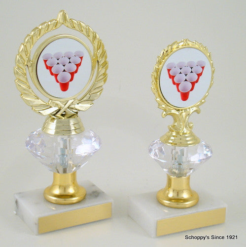 Beer Pong Rack Logo Diamond Riser Trophy Small-Trophies-Schoppy&