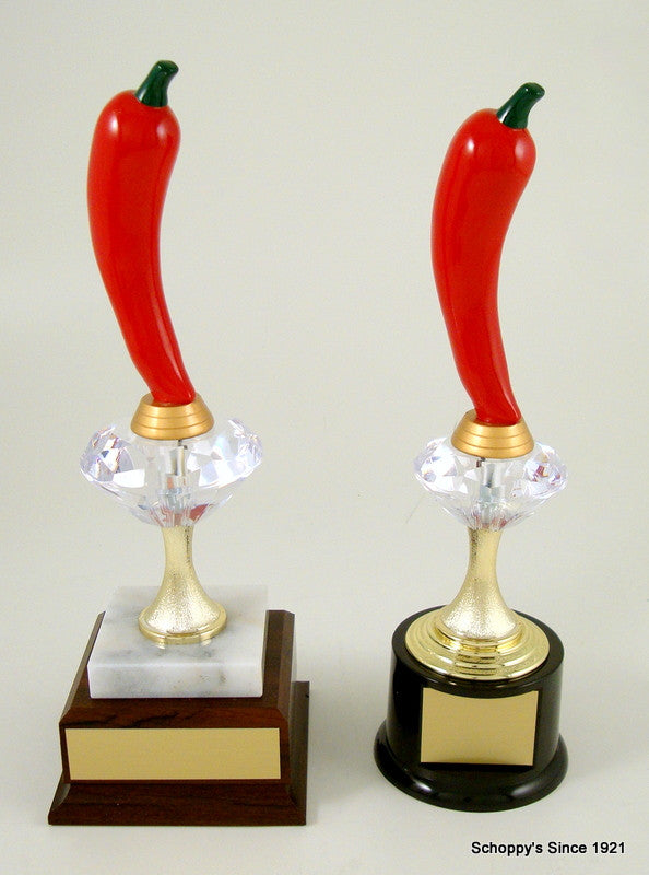 Chili Pepper Diamond Riser Trophy on Black Round Base-Trophies-Schoppy&