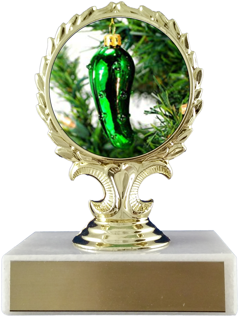 Christmas Pickle Logo Trophy On Flat White Marble-Trophy-Schoppy&