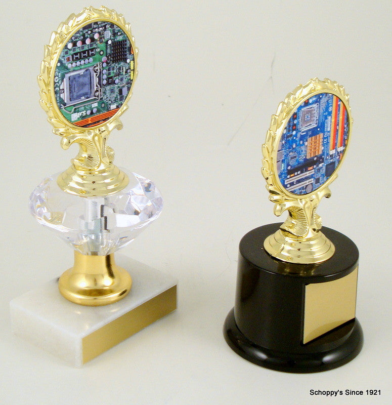 Computer Logo Trophy on Diamond Riser - Small-Trophies-Schoppy&