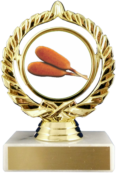 Corn Dogs Logo Trophy On Flat White Marble-Trophy-Schoppy's Since 1921