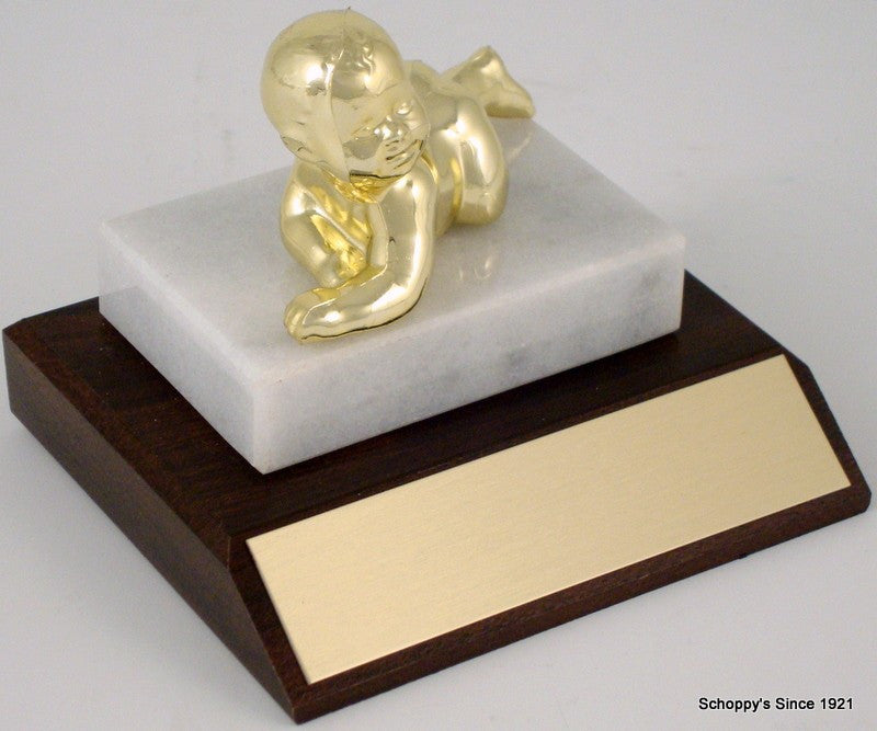 Crawling Baby on Marble & Wood Base-Trophies-Schoppy&