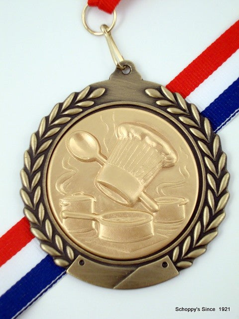 Culinary Chef Medal on Red, White & Blue Ribbon-Medals-Schoppy&