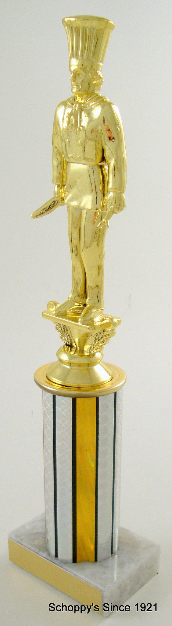 Chef Trophy Figure on On Round Column With White Marble base-Trophies-Schoppy&