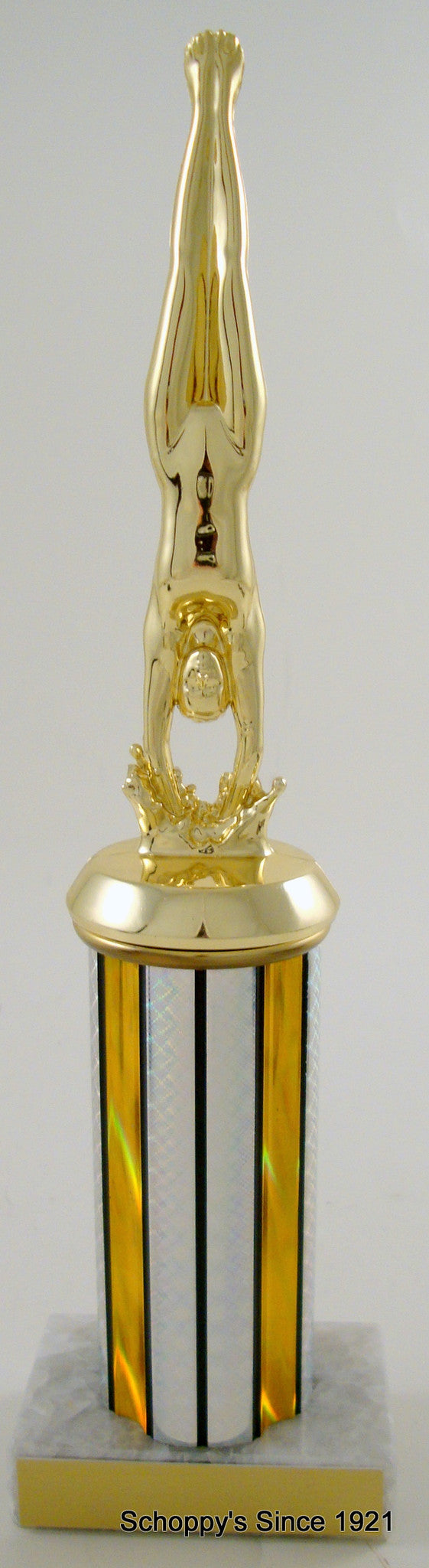 Diver Figure Trophy on Round Column-Trophies-Schoppy&