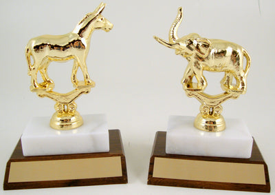 Metal Political Animal Trophy On Wood And Marble Base-Trophies-Schoppy's Since 1921