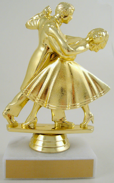 Dance Couple Trophy On White Marble-Trophies-Schoppy's Since 1921