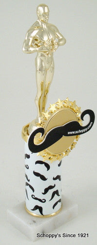 Mustache Achievement Trophy on Original Metal Roll Column-Trophies-Schoppy&