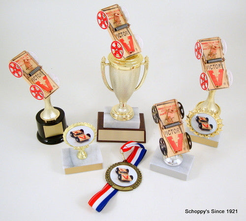 Mouse Trap Racing Column Trophy with Starred Logo Holder-Trophies-Schoppy&