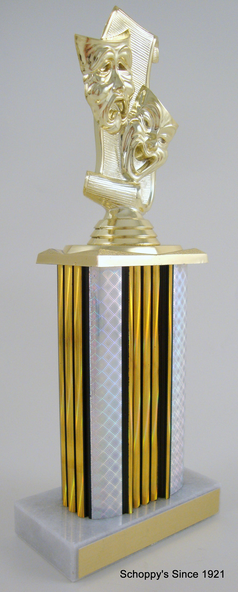 Drama Mask Trophy With Rectangular Column-Trophies-Schoppy&