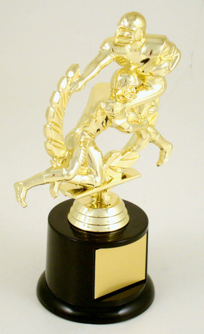 Football Double Action Trophy On Black Round Base-Trophy-Schoppy's Since 1921