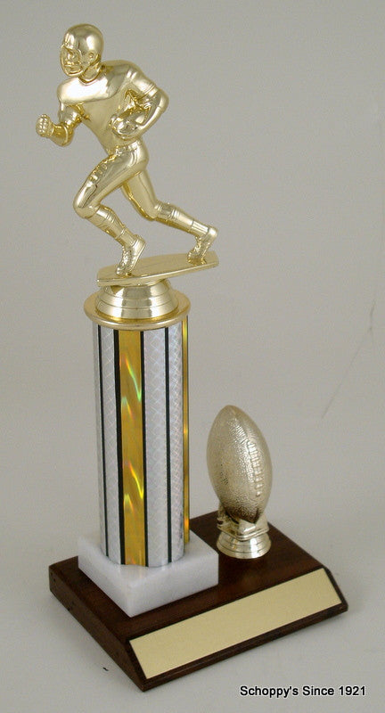 Football Figure with Football Trim Marble Pedestal Trophy-Trophy-Schoppy&