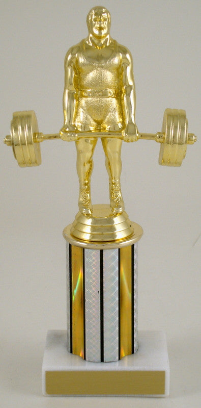 Power Lifter Trophy on Round Column-Trophy-Schoppy&