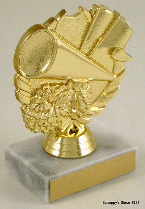 Cheerleader Wreath Trophy on Marble Base-Trophies-Schoppy&