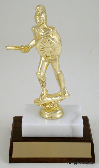Trojan Figure On White Marble Base-Trophy-Schoppy's Since 1921