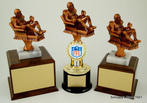 Recliner Fantasy Football Trophy on Black Round Base-Trophies-Schoppy&